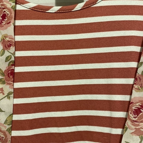 Jenna & Jessie | Girls Off the shoulder scarf attached floral striped dress - Picture 6 of 9